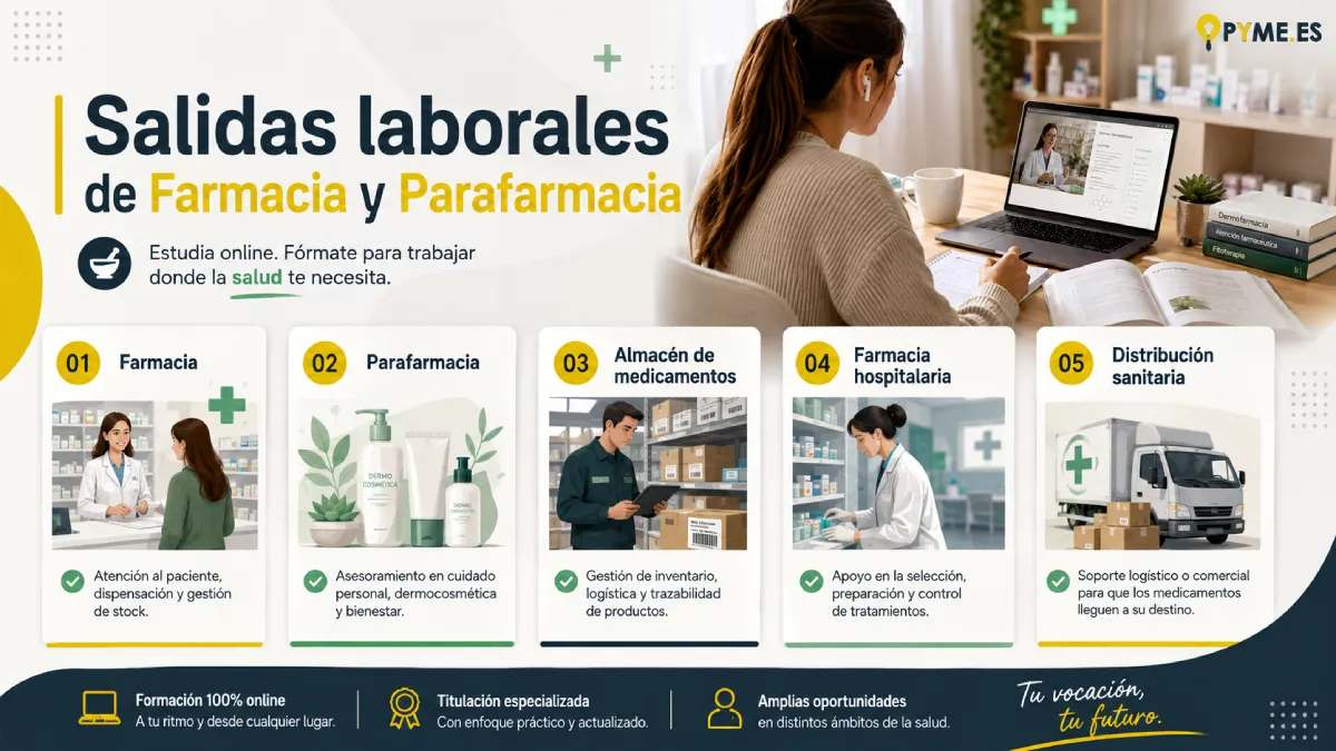 salidas laborales de farmacia y parafarmacia en infografía sanidad españa