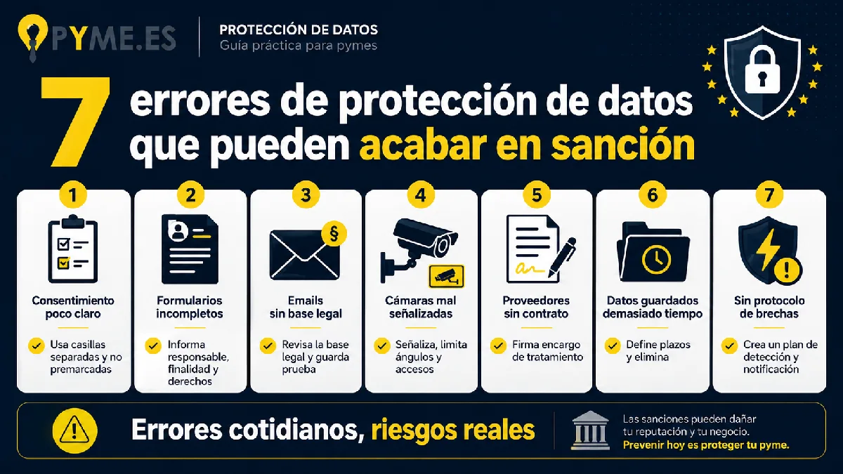 7 errores de protecicón de datos infografía