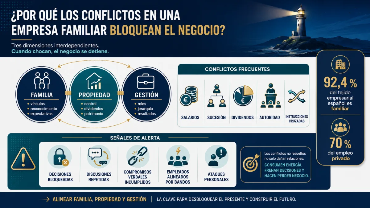 por qué los conflictos en una empresa familiar bloquean el negocio infografía