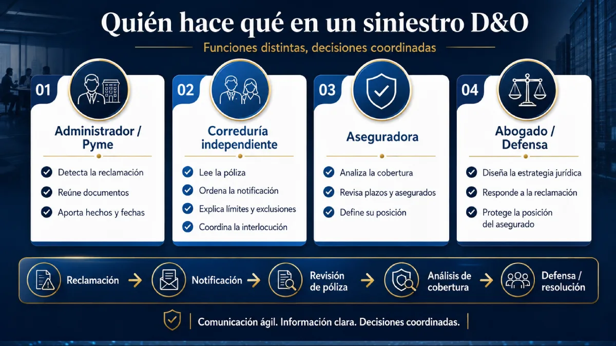 quién hace qué en un siniestro d&o infografía