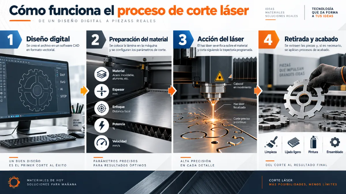 cómo funciona el proceso de corte láser infografía